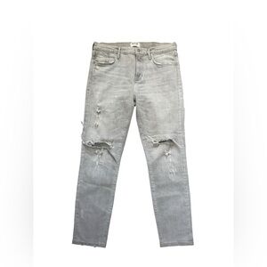 AGOLDE Feel Good Sophie High Rise Crop Distressed Gray Denim Jeans Size 29